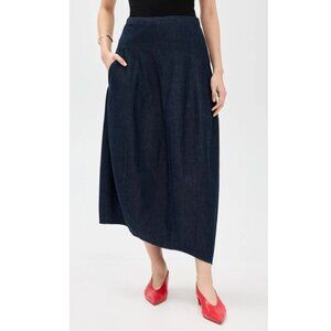 Tibi Light Weight Indigo Denim Asymmetrical Balloon Skirt